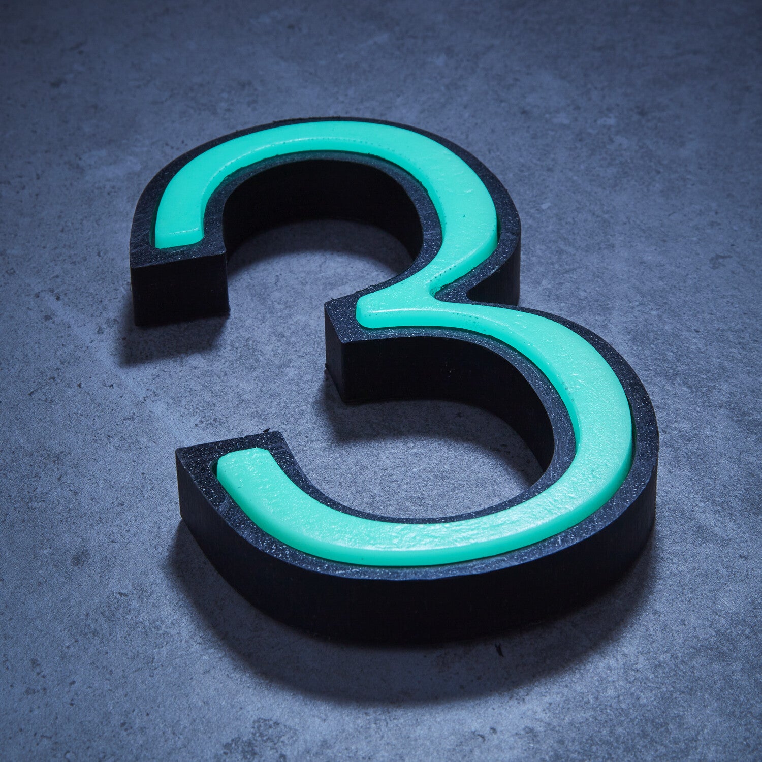 Glow in the Dark House Numbers - Aqua / Solar Powered House Numbers - Aqua