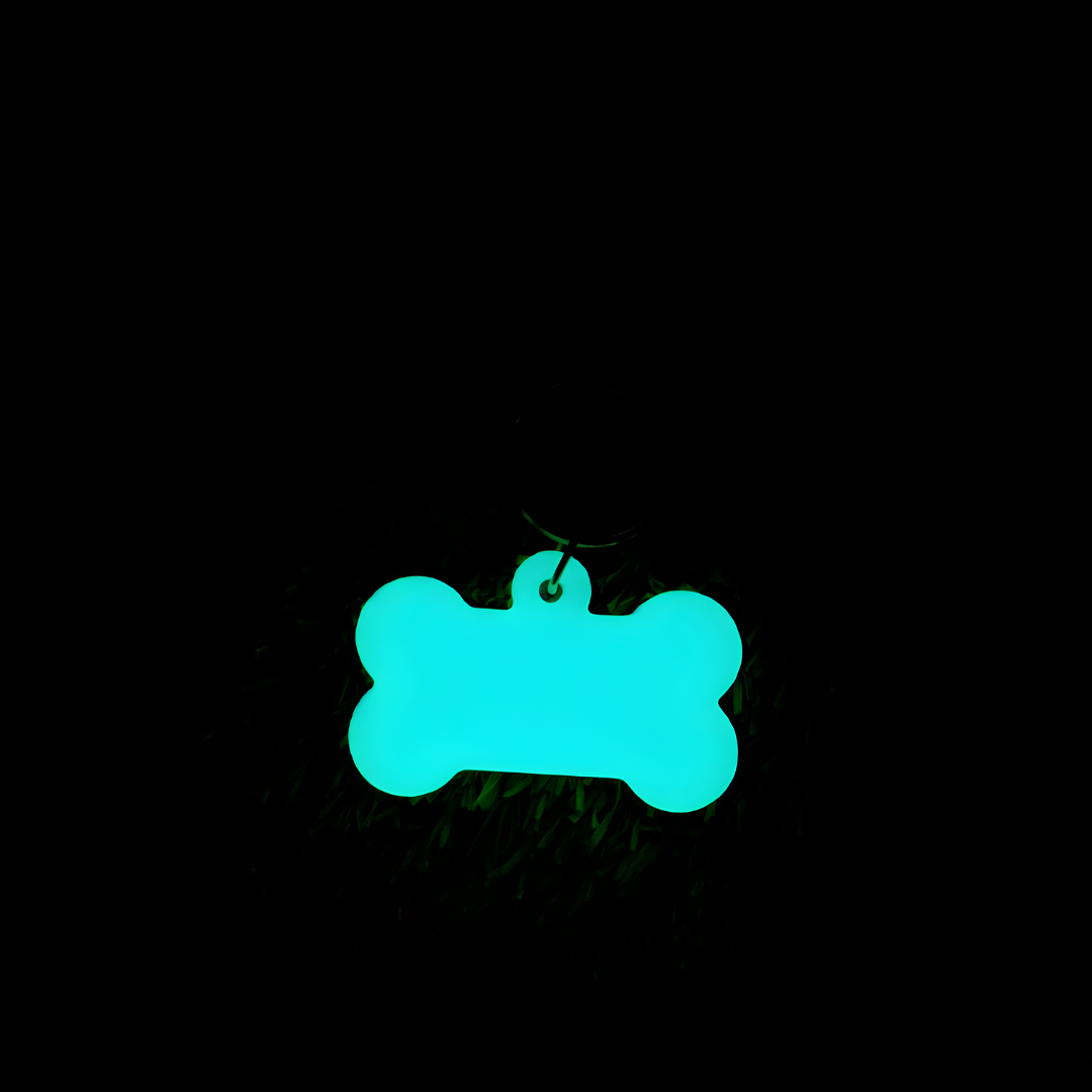 Glow in the Dark Pet Tags in Aqua Color
