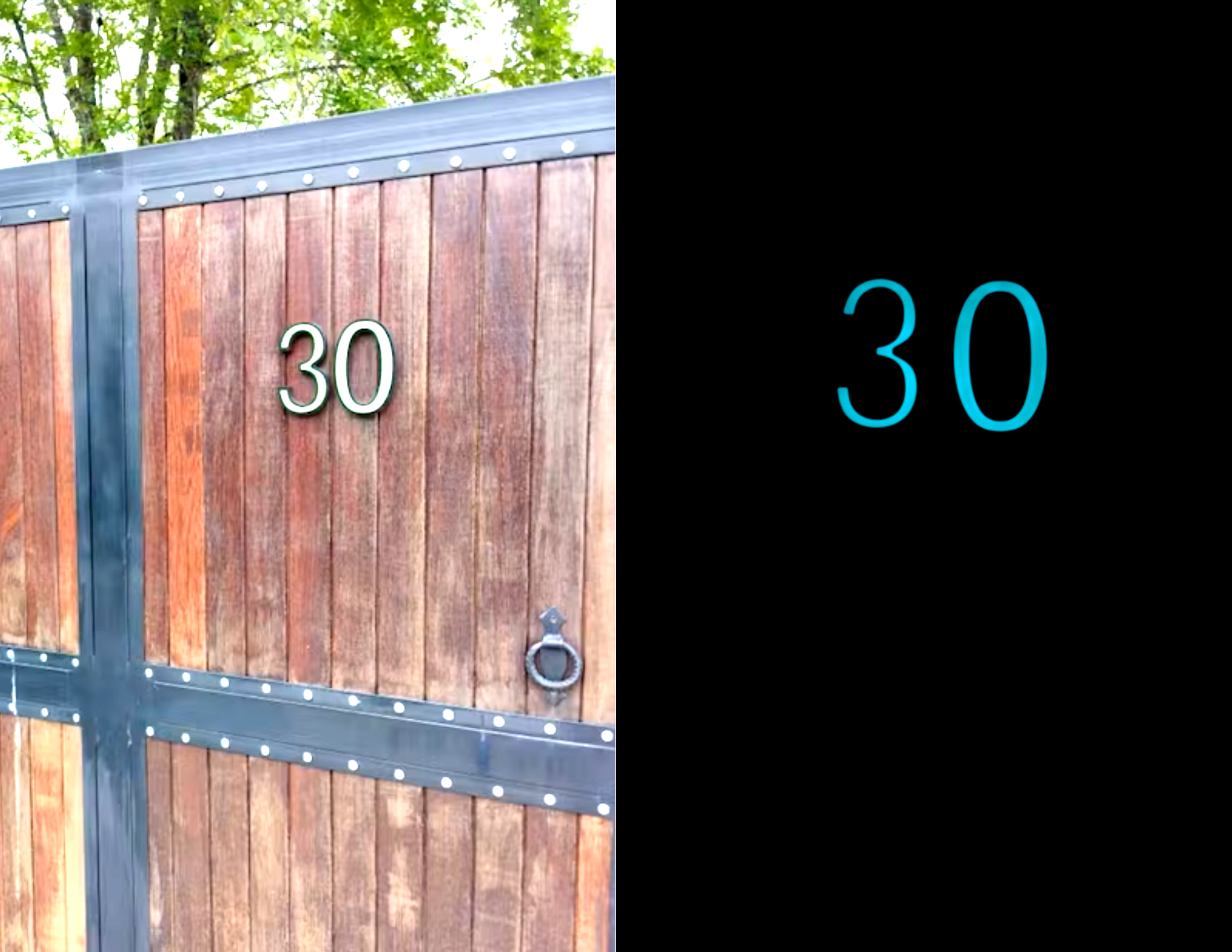 Glow in the Dark House Numbers - Aqua / Solar Powered House Numbers - Aqua