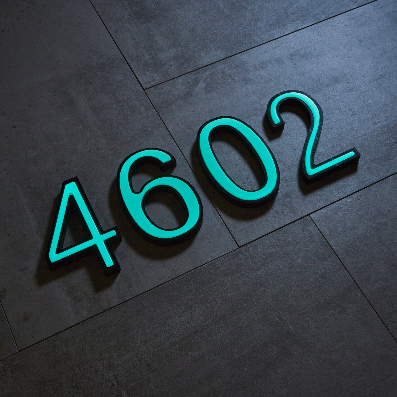 Glow in the Dark House Numbers - Aqua / Solar Powered House Numbers - Aqua